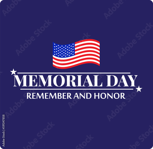 Memory day USA flag background blue.For design background abstract