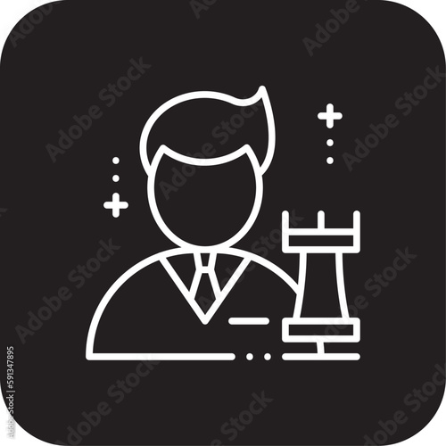 Strategy Business people icon with black filled line style. idea, management, target, teamwork, concept, goal, solution. Vector illustration