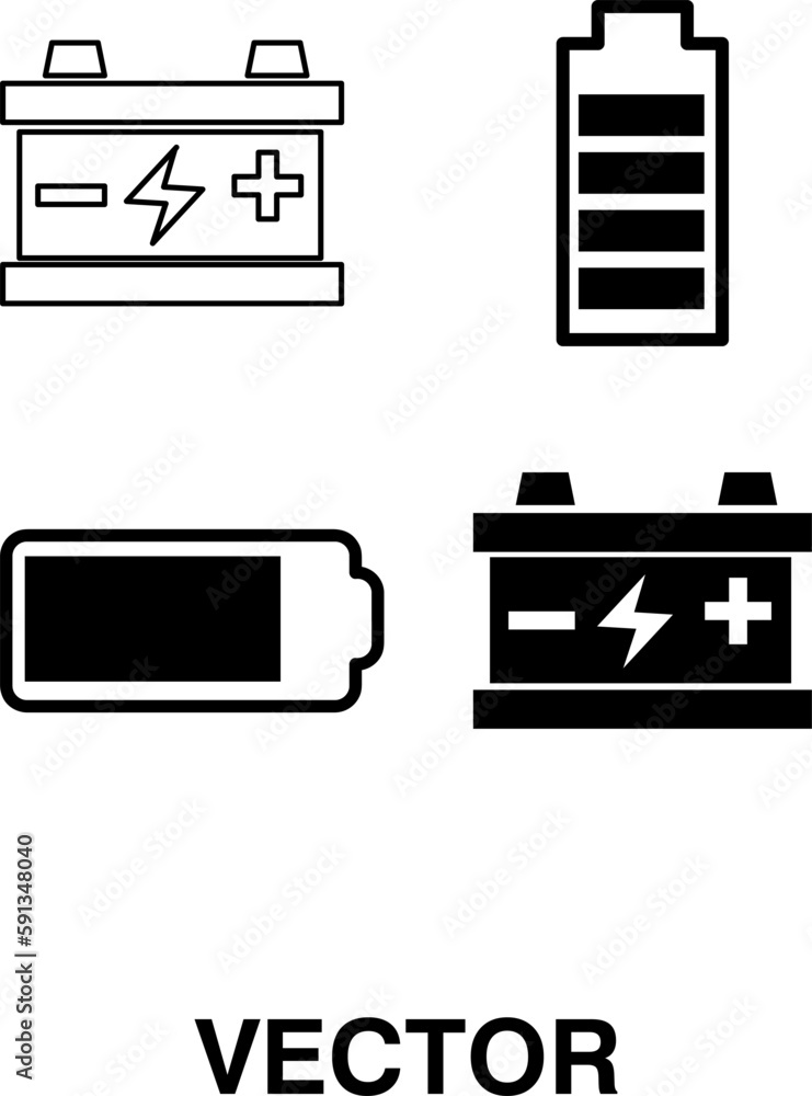 Car battery vector icon set flat illustration on white background Car battery vector icon set flat illustration on white background