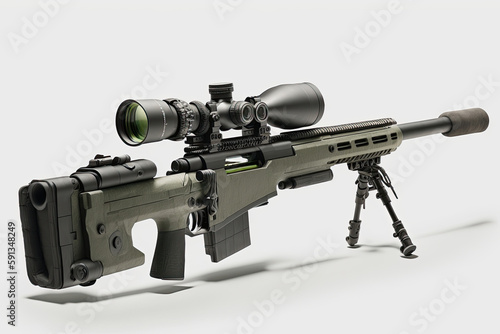 a rifle with large scope optimal for a marksman created with Generative AI technology