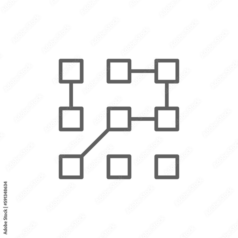 Technology Data management icon with black outline style. tech, computer, digital, chip, electronic, software, motherboard. Vector illustration
