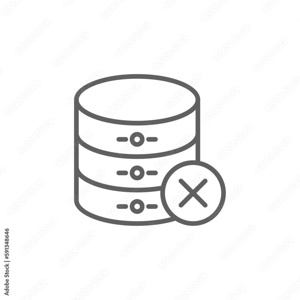 Delete Data management icon with black outline style. trash, bin, garbage, junk, rubbish, dustbin, recycling. Vector illustration Delete Data management icon with black outline style. trash, bin, garbage, junk, rubbish, dustbin, recycling. Vector illustration