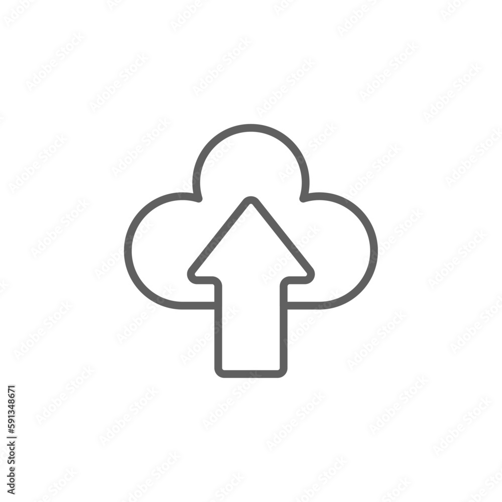 Upload Data management icon with black outline style. arrow, data, graphic, file, information, up, cloud. Vector illustration Upload Data management icon with black outline style. arrow, data, graphic, file, information, up, cloud. Vector illustration