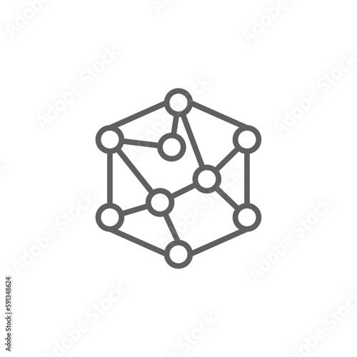 Connection Data management icon with black outline style. network, internet, media, information, global, connect, system. Vector illustration