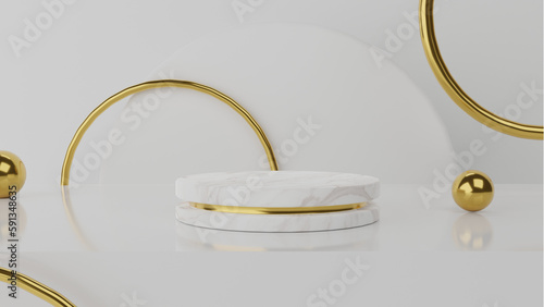 White and Gold Minimalist 3D Podium Render