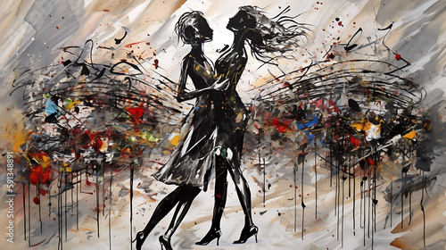 Two women dancing  generative ai