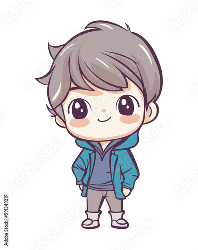 cute boy with jacket kawaii