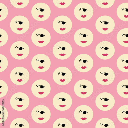 Feminine look, abstract personage, mascot design, funny face, cute icon