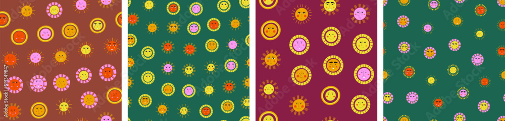 Fototapeta premium Smiling sun, abstract personage, mascot design, funny face, cute icon