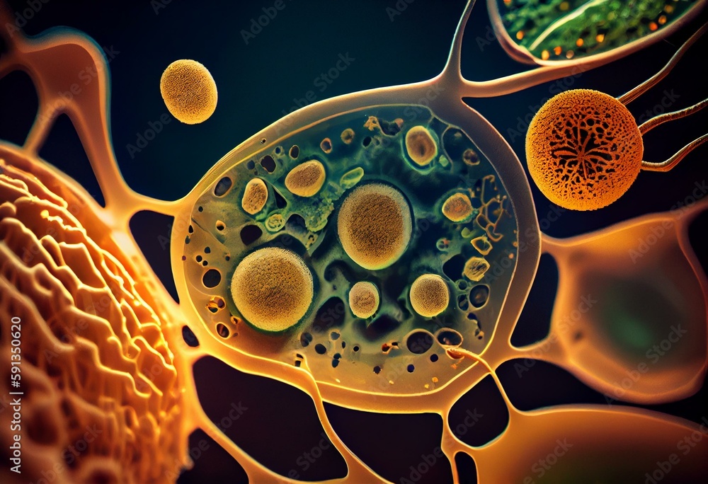 Study of protozoa and plant cells under the microscope for education ...