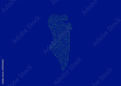 Vector Bahrain map for technology or innovation or it concepts. Minimalist country border filled with 1s and 0s. File is suitable for digital editing and prints of all sizes.