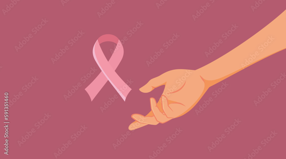 Hand Showing a Pink Ribbon for Cancer Awareness Vector Illustration. Oncology symbol vector illustration design inspiring optimism and hope
Hand Showing a Pink Ribbon for Cancer Awareness Vector Illustration. Oncology symbol vector illustration design inspiring optimism and hope