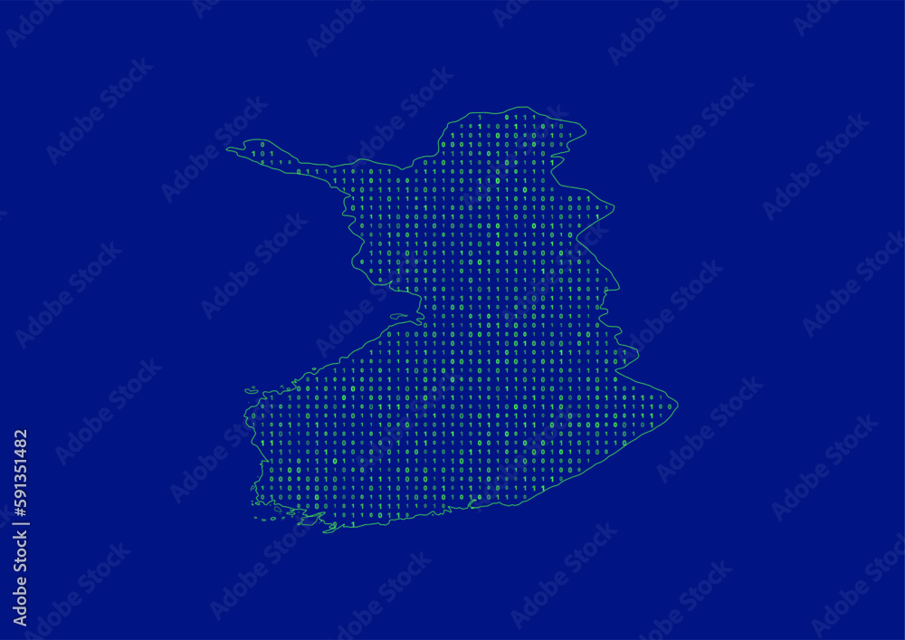 Vector Finland map for technology or innovation or it concepts. Minimalist country border filled with 1s and 0s. File is suitable for digital editing and prints of all sizes.