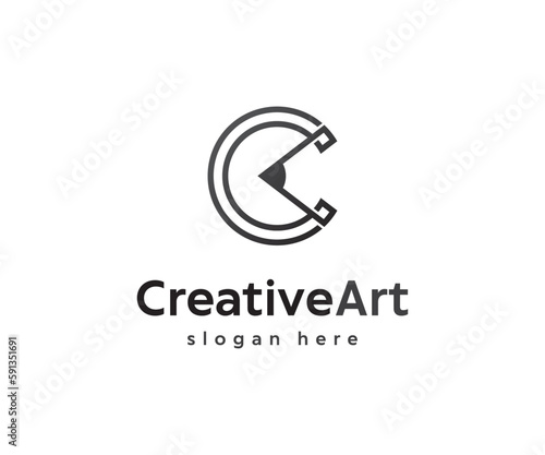 Letter C Creative Pencil Logo