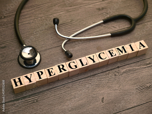 Hyperglycemia, text words typography written with wooden letter, health and medical
