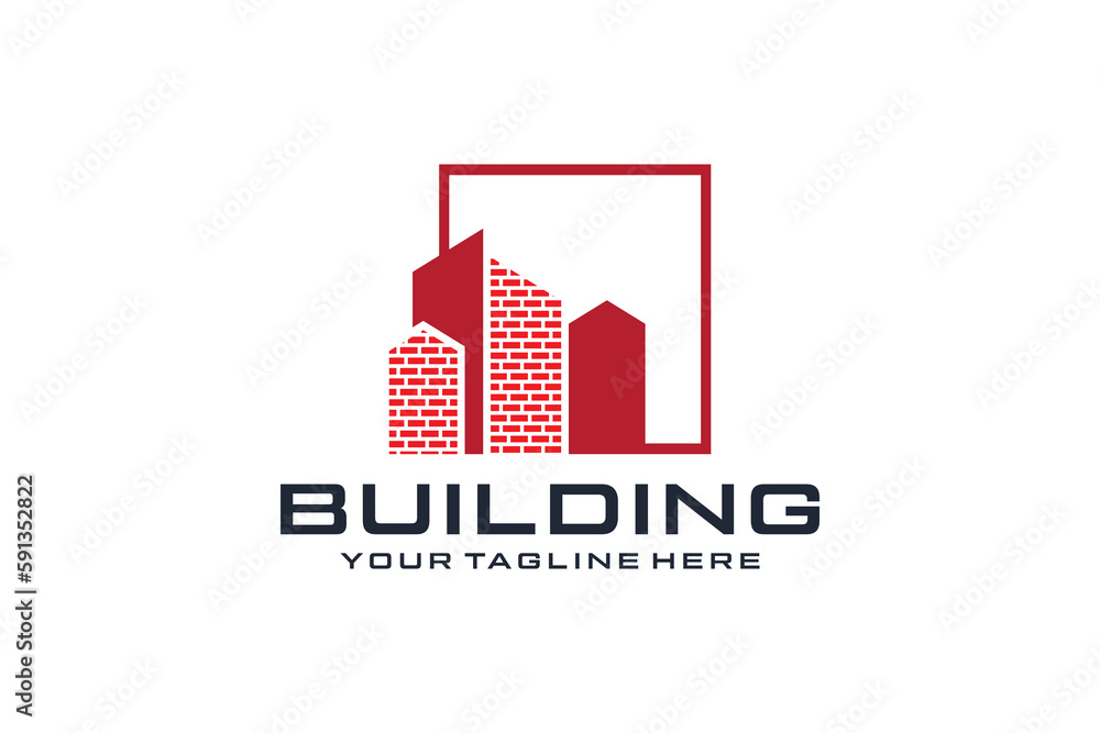 modern building logo design inspiration with bricks