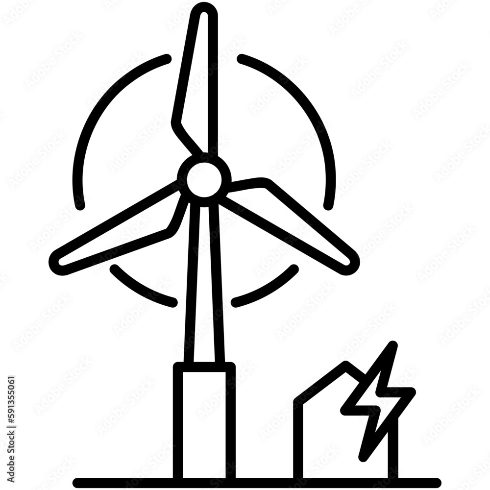 Turbine Icon, Line Icon Style, Energy power resource Symbol Vector Stock. Turbine Icon, Line Icon Style, Energy power resource Symbol Vector Stock.