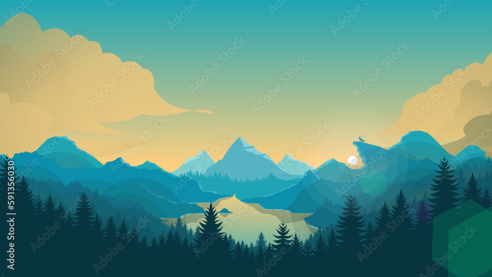 Blue mountains landscape background, morning view mountains, flat mountains background, wildlife background