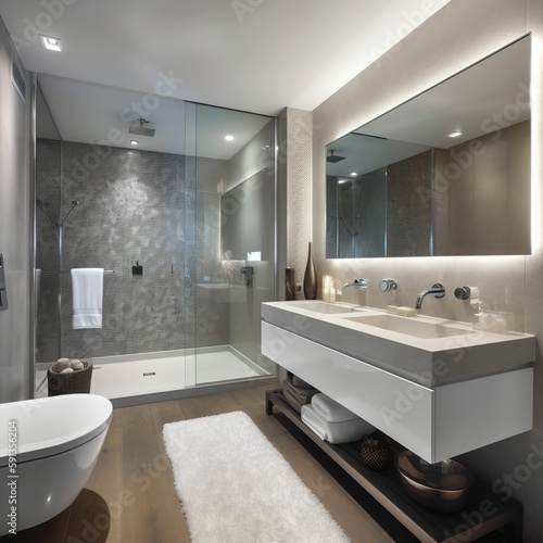 Luxury Living  Modern Bathrooms in High-End Apartments  Generative AI