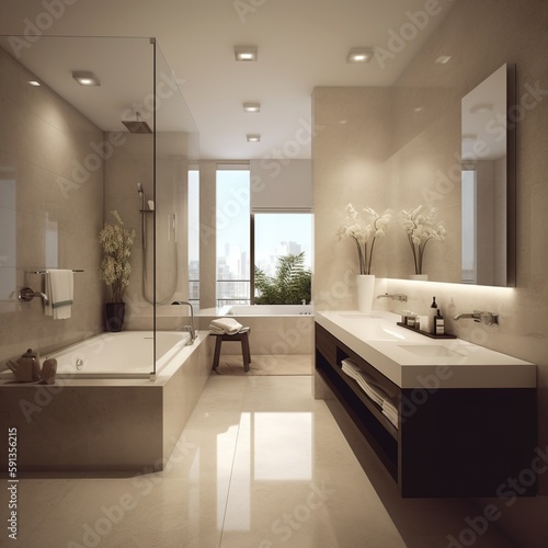 Luxury Living  Modern Bathrooms in High-End Apartments  Generative AI