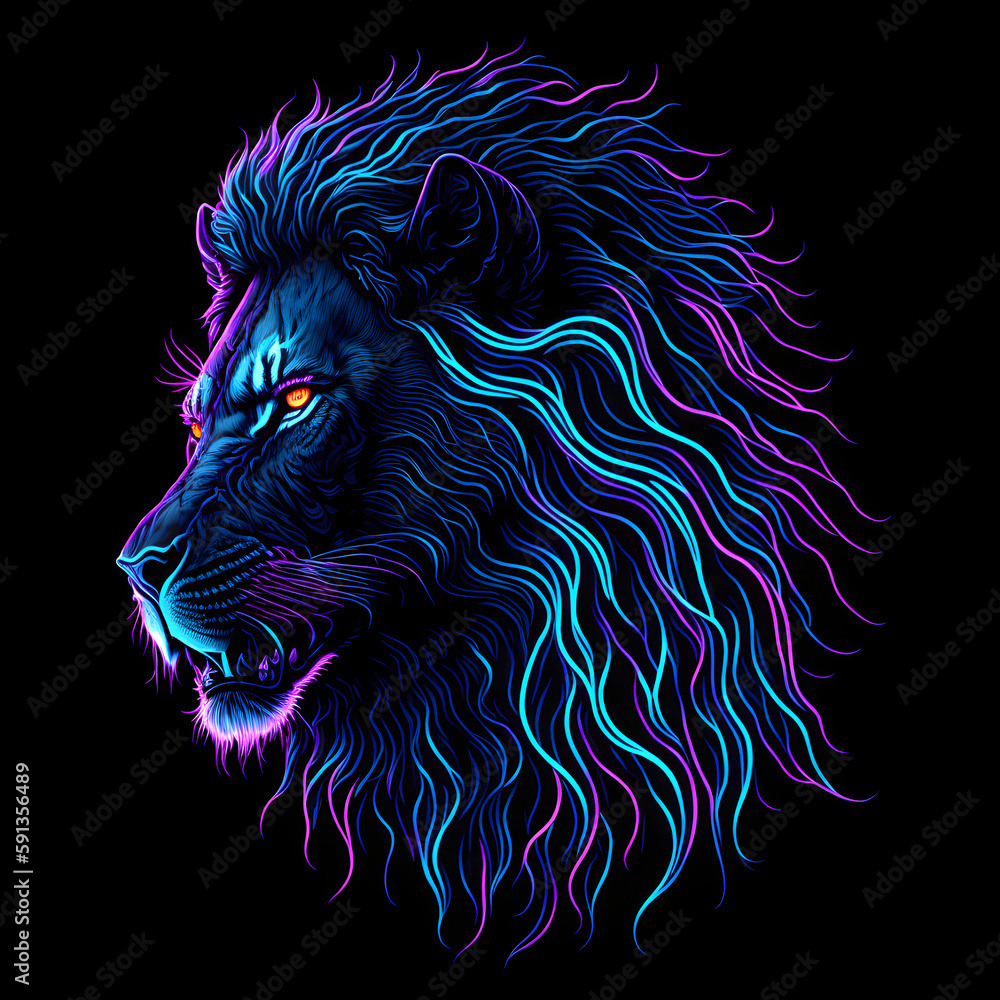 Lion Neon T Shirt Design