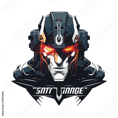 Cyborg mech warrior e-sport emblem logo. Cyborg vector illustration for print.