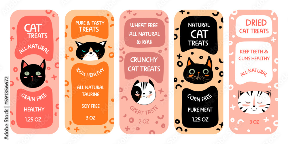 Fototapeta premium Sticker package design set for cat food product