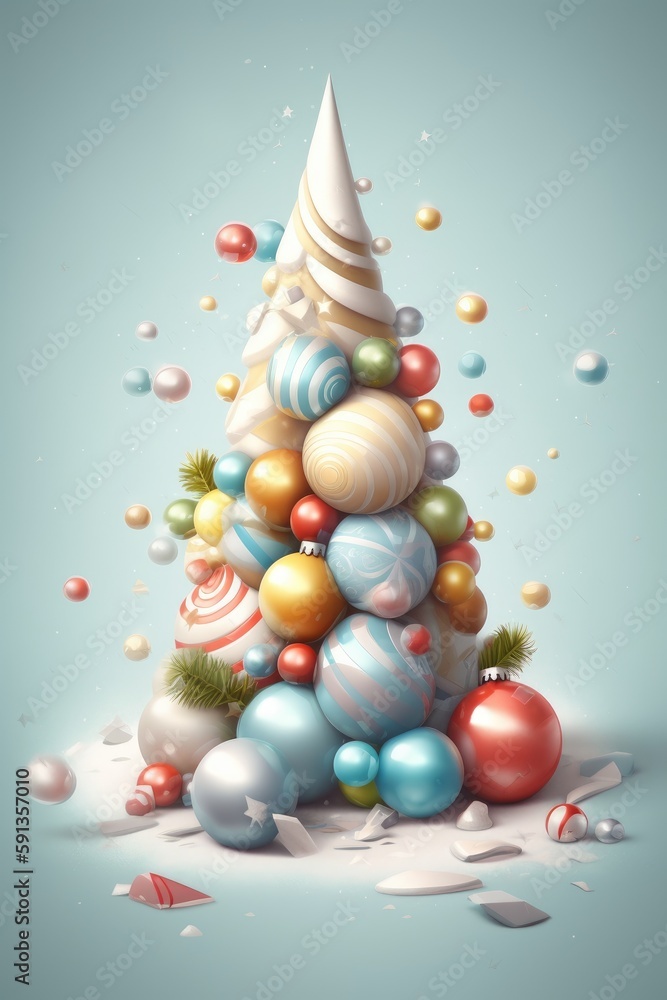 Christmas tree. Merry christmas and happy new year festive background. Christmas 3d cartoon design. Bright greeting card, poster, banner. generative ai Christmas tree. Merry christmas and happy new year festive background. Christmas 3d cartoon design. Bright greeting card, poster, banner. generative ai