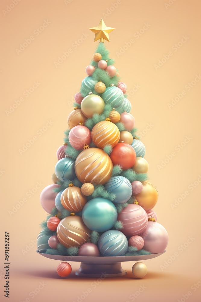 Christmas tree. Merry christmas and happy new year festive background. Christmas 3d cartoon design. Bright greeting card, poster, banner. generative ai Christmas tree. Merry christmas and happy new year festive background. Christmas 3d cartoon design. Bright greeting card, poster, banner. generative ai