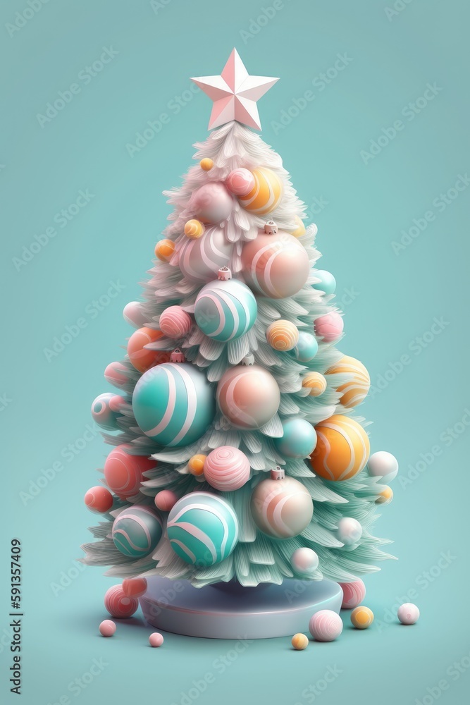 Christmas tree. Merry christmas and happy new year festive background. Christmas 3d cartoon design. Bright greeting card, poster, banner. generative ai Christmas tree. Merry christmas and happy new year festive background. Christmas 3d cartoon design. Bright greeting card, poster, banner. generative ai