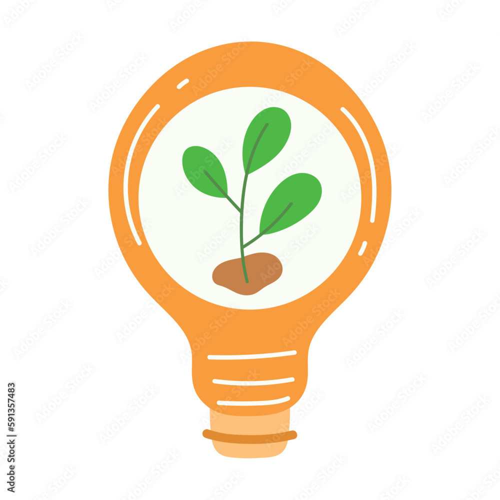 Bright light bulb sparks growth in nature Bright light bulb sparks growth in nature