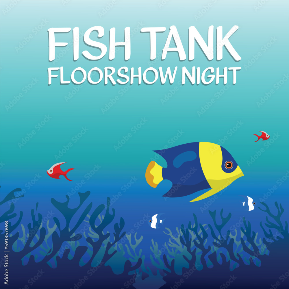 fish tank floorshow night . Design suitable for greeting card poster and banner