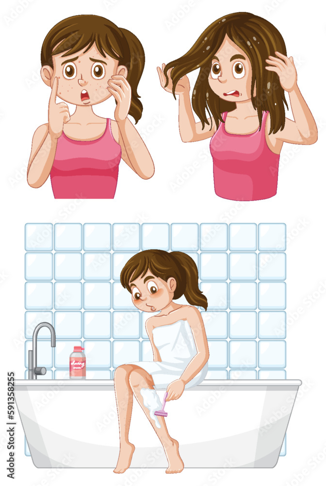 Puberty Girls doing different activities collection Puberty Girls doing different activities collection