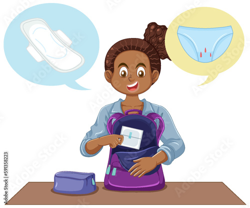 A girl preparing pads on puberty health education