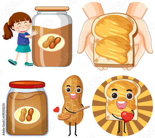 Peanut Butter Elements and Icons Set