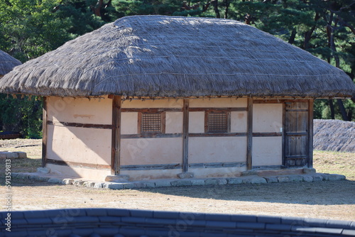 a traditional Korean thatched house