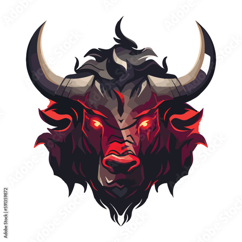 Bull mascot logo design vector with modern illustration concept style for badge, emblem and t-shirt printing. Angry bull illustration for sport team