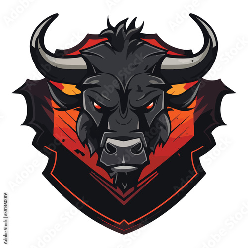 Bull mascot logo design vector with modern illustration concept style for badge, emblem and t-shirt printing. Angry bull illustration for sport team