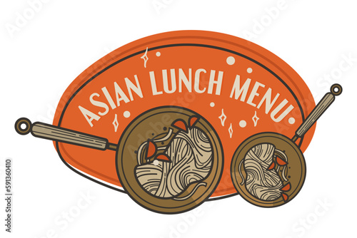 Asian lunch menu, restaurant logotype or banner
