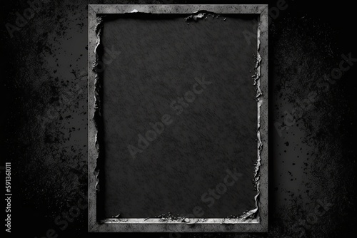 minimalist black and white photo frame on a solid black background. Generative AI