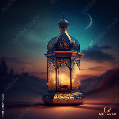 Beautiful Eid mubarak arabic islamic background and banner Design.