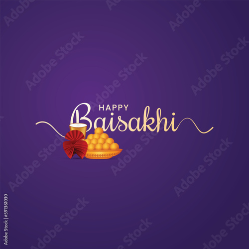 Celebration of Punjabi festival Vaisakhi Baisakhi festival creative design with typography, Baisakhi Festival Greeting, Social media post