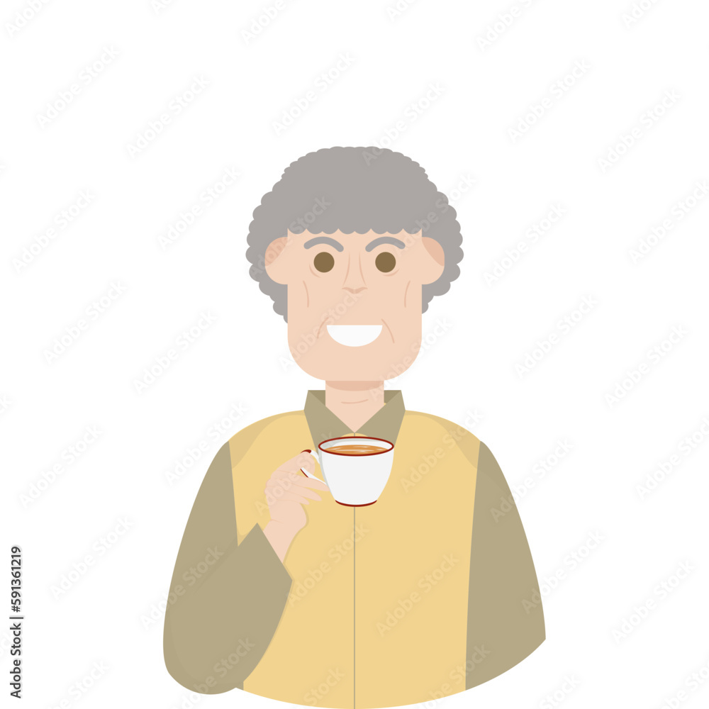The Elderly Grandfather Relaxed Rest Drink Tea
