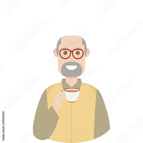 The Elderly Grandfather Relaxed Rest Drink Tea 
