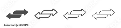 Double arrow icons in four direction graphic vectors set