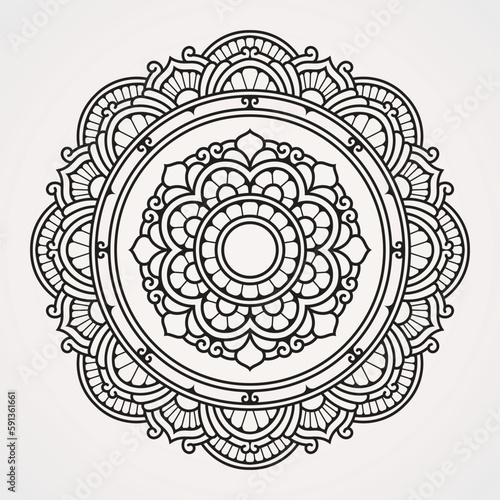 Canvas Print Circular pattern with a blend of modern flower-shaped ornaments