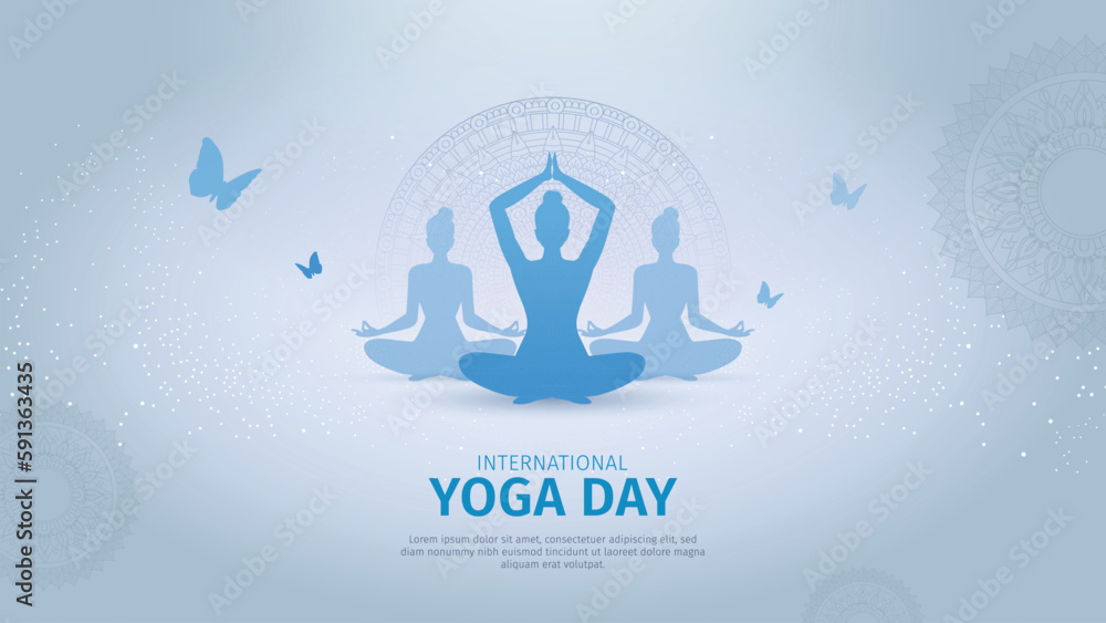 International Yoga day 21 june web banner design. Vector