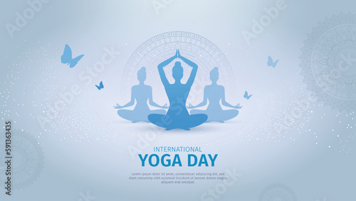 International Yoga day 21 june web banner design. Vector illustration