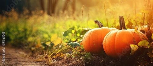 Foto Autumn Halloween pumpkins