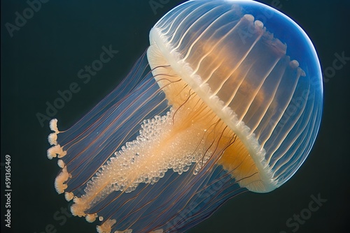 majestic jellyfish gracefully swimming in the ocean. Generative AI photo